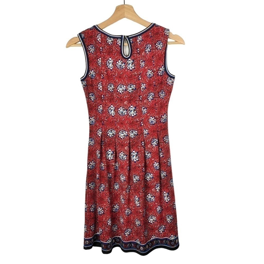 Max Studio Red Floral Border Printed Fit & Flare Mini Dress XS - Picture 2 of 4